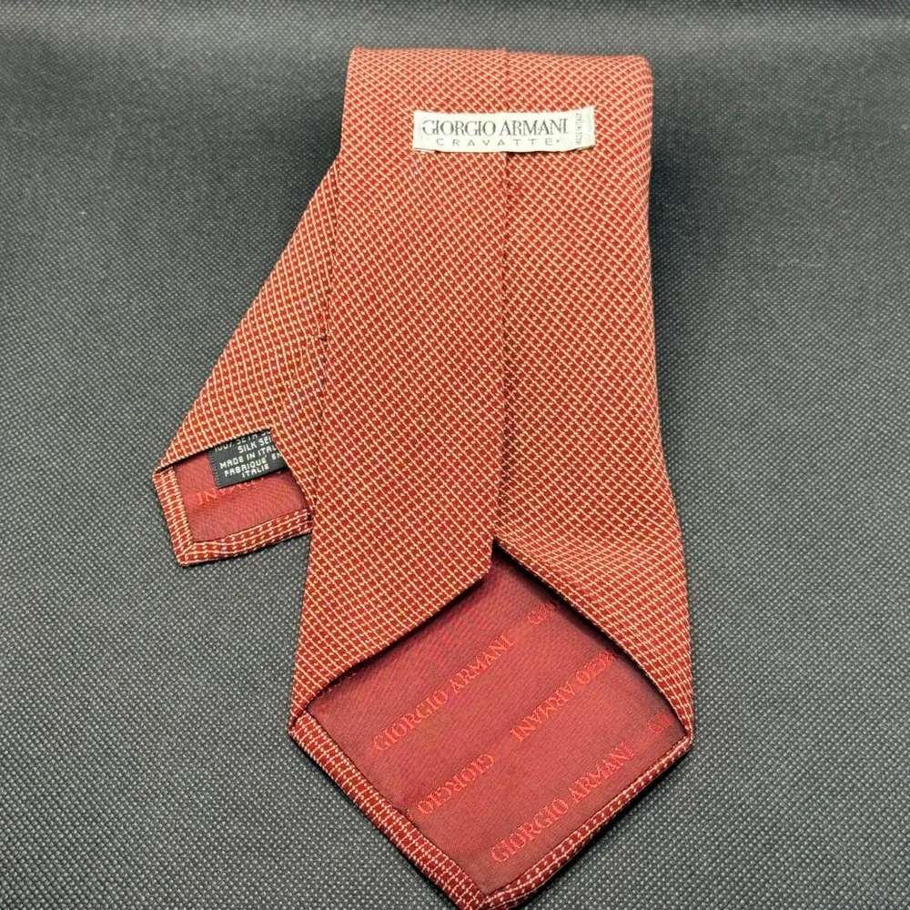 Vintage Giorgio Armani‎ Red Micro Diamond Silk Tie 4